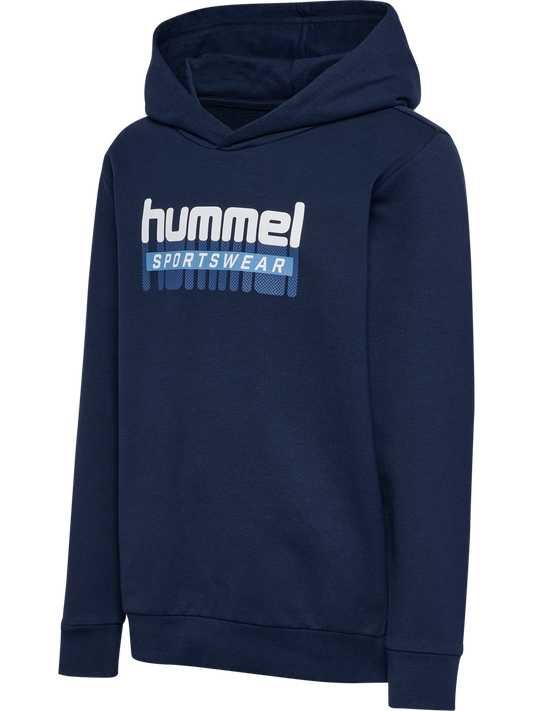 Hummel Tukas hettegenser i marineblå med logo – gutt 4–12 år