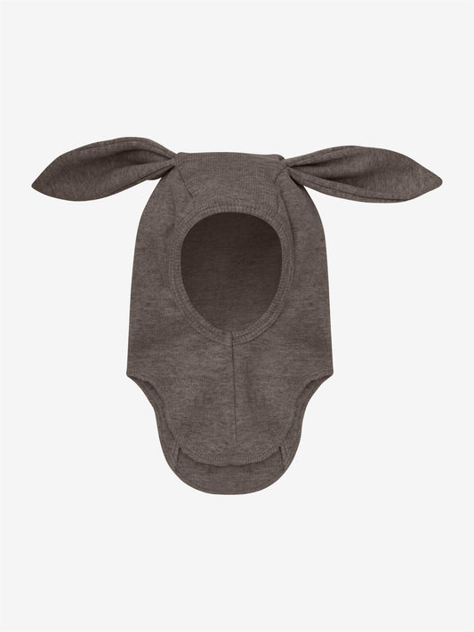Huttelihut balaclava i brown melange med kaninører – Unisex – 0–1 år