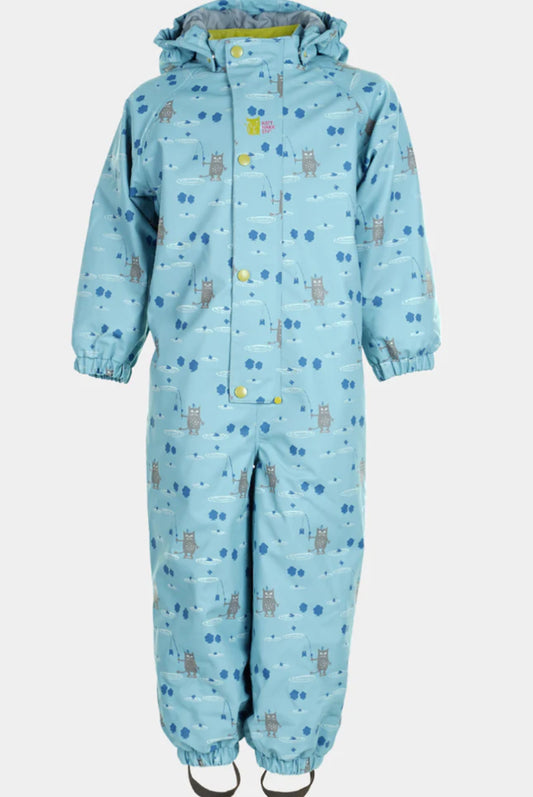 Blå helårsdress fra Kattnakken med Hagl-mønster og sikkerhetshette