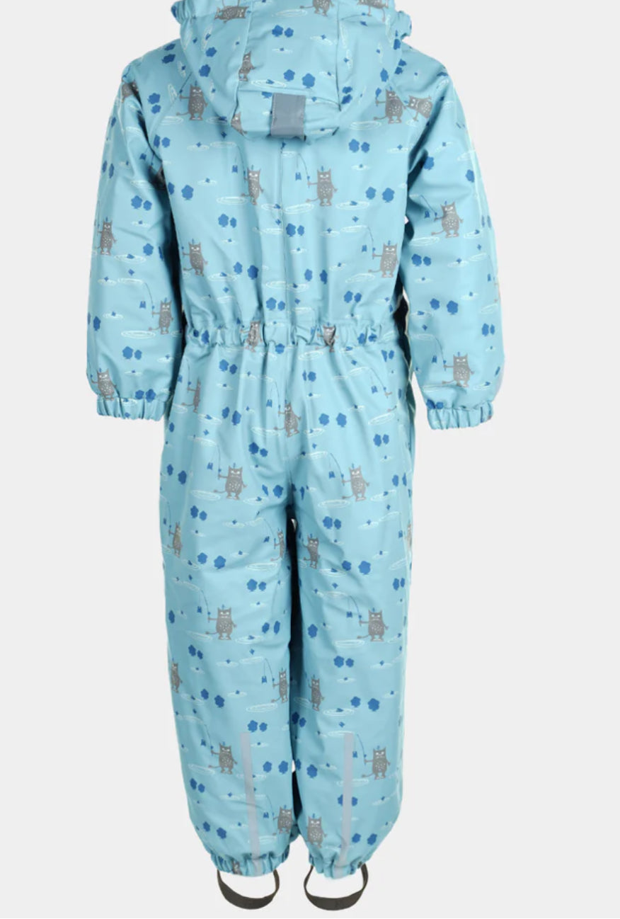 Blå helårsdress fra Kattnakken med Hagl-mønster og sikkerhetshette