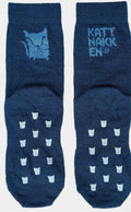 2-pk blå ullsokker med antiskli fra Kattnakken – unisex – Str. 17–27