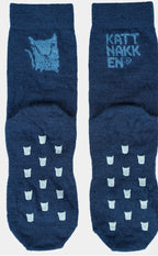 2-pk blå ullsokker med antiskli fra Kattnakken – unisex – Str. 17–27