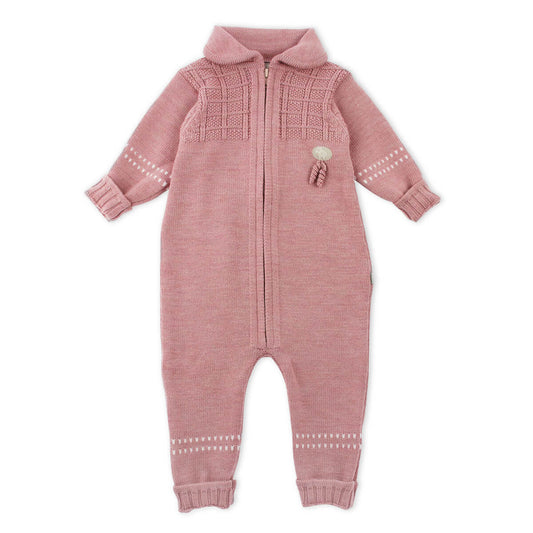 Rosa sparkedress i 100% merinoull fra Lillelam med glidelås og brettkanter.