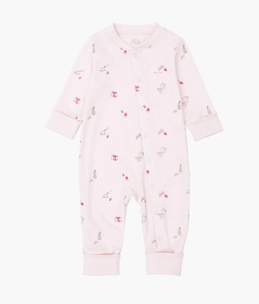 Heldress med café-print i rosa bomull fra Livly – Jente