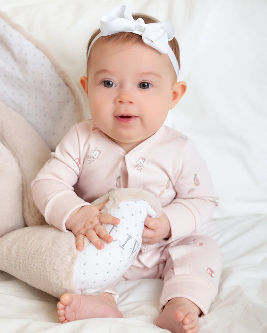 Heldress med café-print i rosa bomull fra Livly – Jente