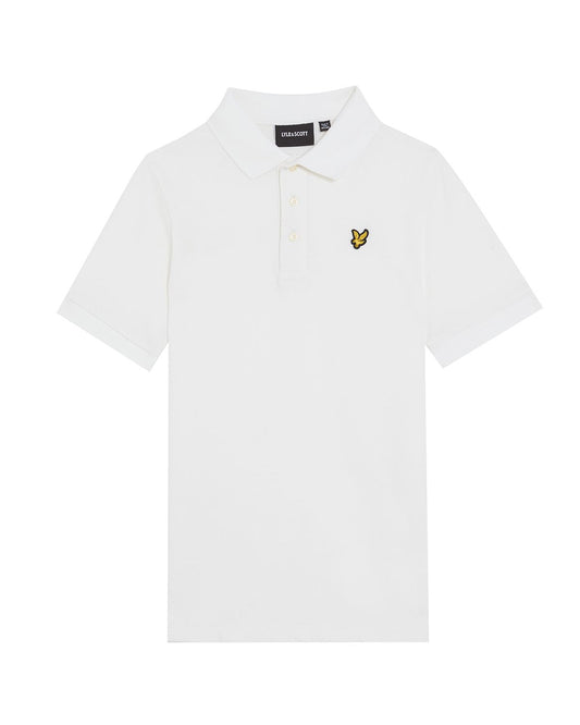 Hvit piqué fra Lyle & Scott med brodert logo – Gutt