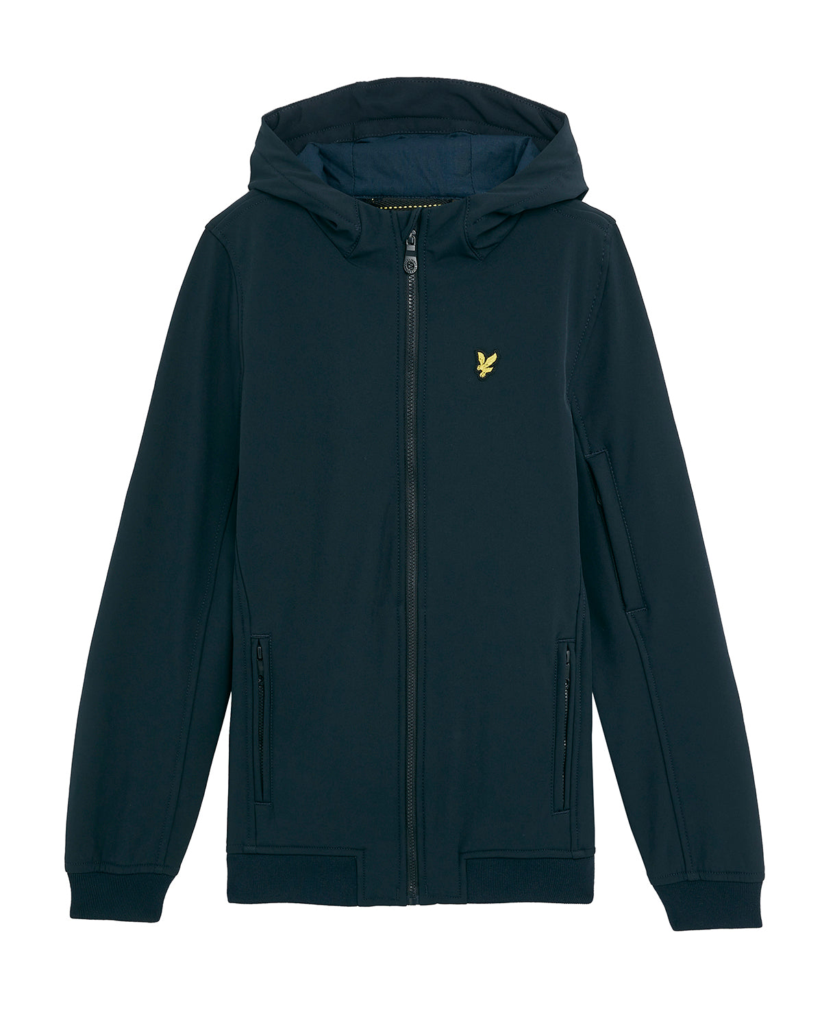 Marineblå softshell-jakke fra Lyle & Scott med hette og ørnelogo
