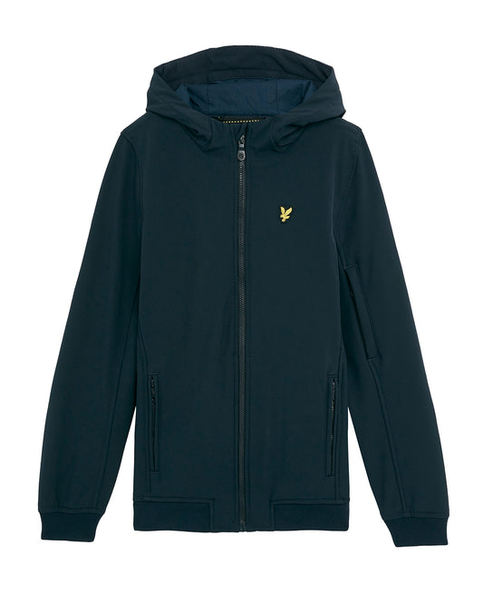 Marineblå softshell-jakke fra Lyle & Scott med hette og ørnelogo