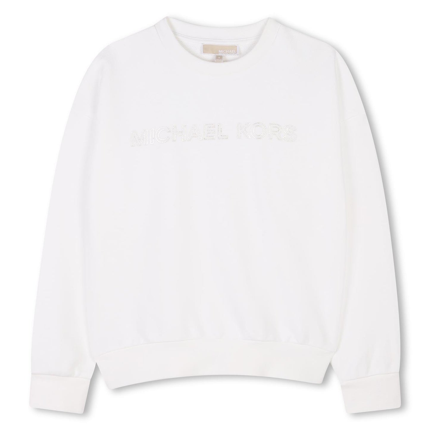 Michael Kors hvit genser med gull-logo for jente 10–14 år