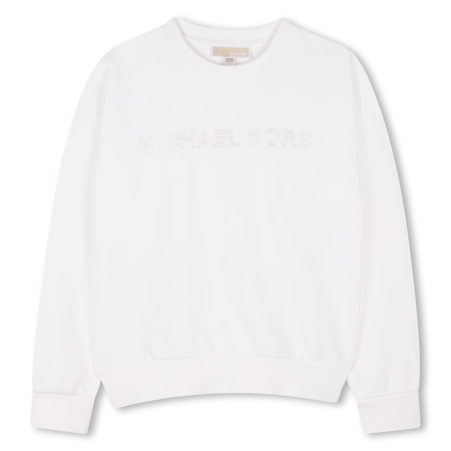 Michael Kors hvit genser med gull-logo for jente 10–14 år