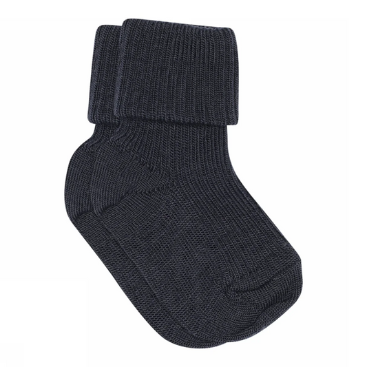 MP Wool Rib babysokker i mørkeblå farge for unisex