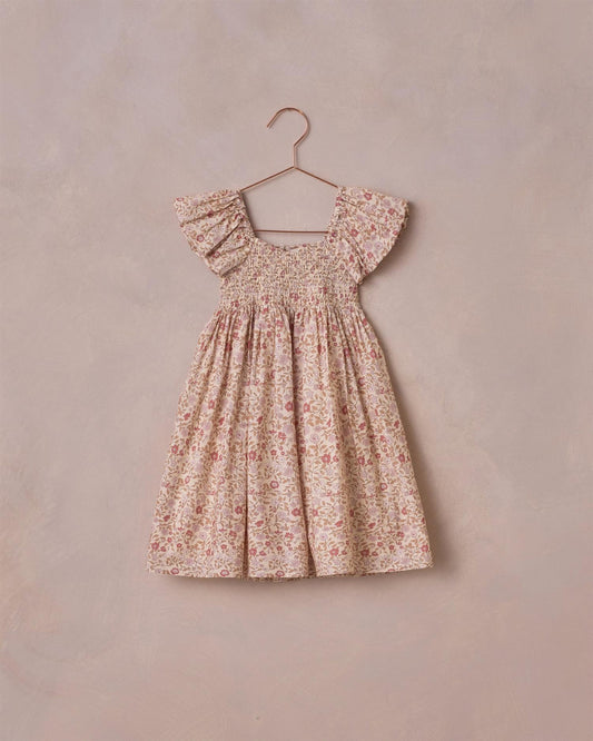 Kjole fra Noralee i rosa med blomster og pufferm – Jente – 4–12 år