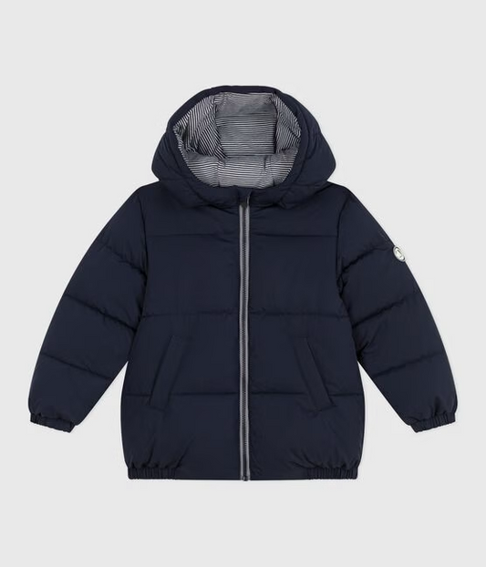 Boblejakke fra Petit Bateau i mørk blå for unisex barn.