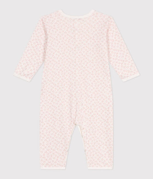 Rosa pysj fra Petit Bateau med blomsterprint og trykknapper – for jente