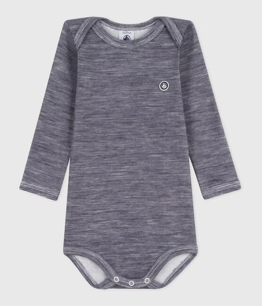 Petit Bateau ullbody i blå til gutt 6–36 mnd