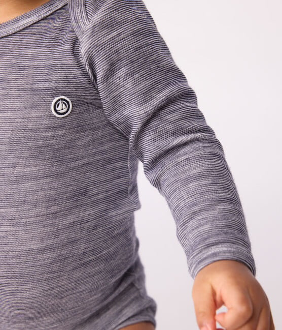 Petit Bateau ullbody i blå til gutt 6–36 mnd