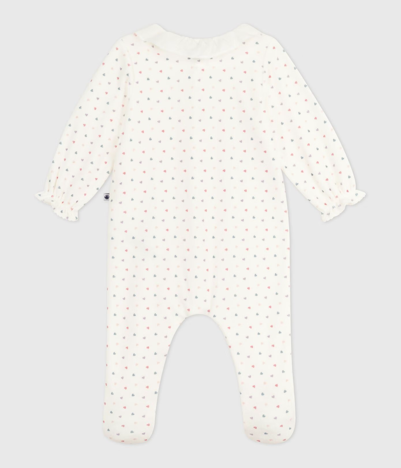 Velourdress fra Petit Bateau i hvit med hjertemønster for jente.