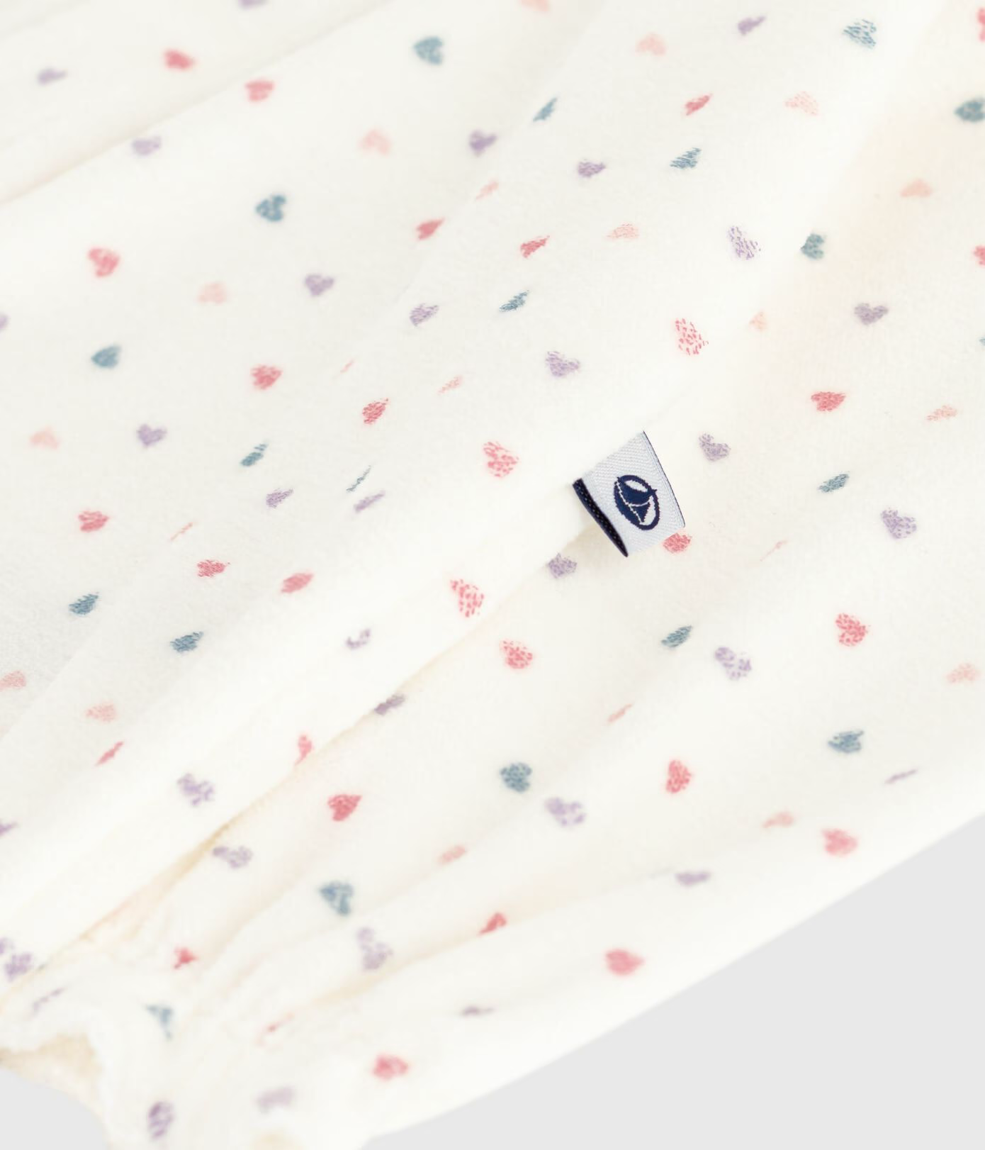 Velourdress fra Petit Bateau i hvit med hjertemønster for jente.