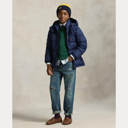 Blå dunjakke fra Polo Ralph Lauren med hette – gutt