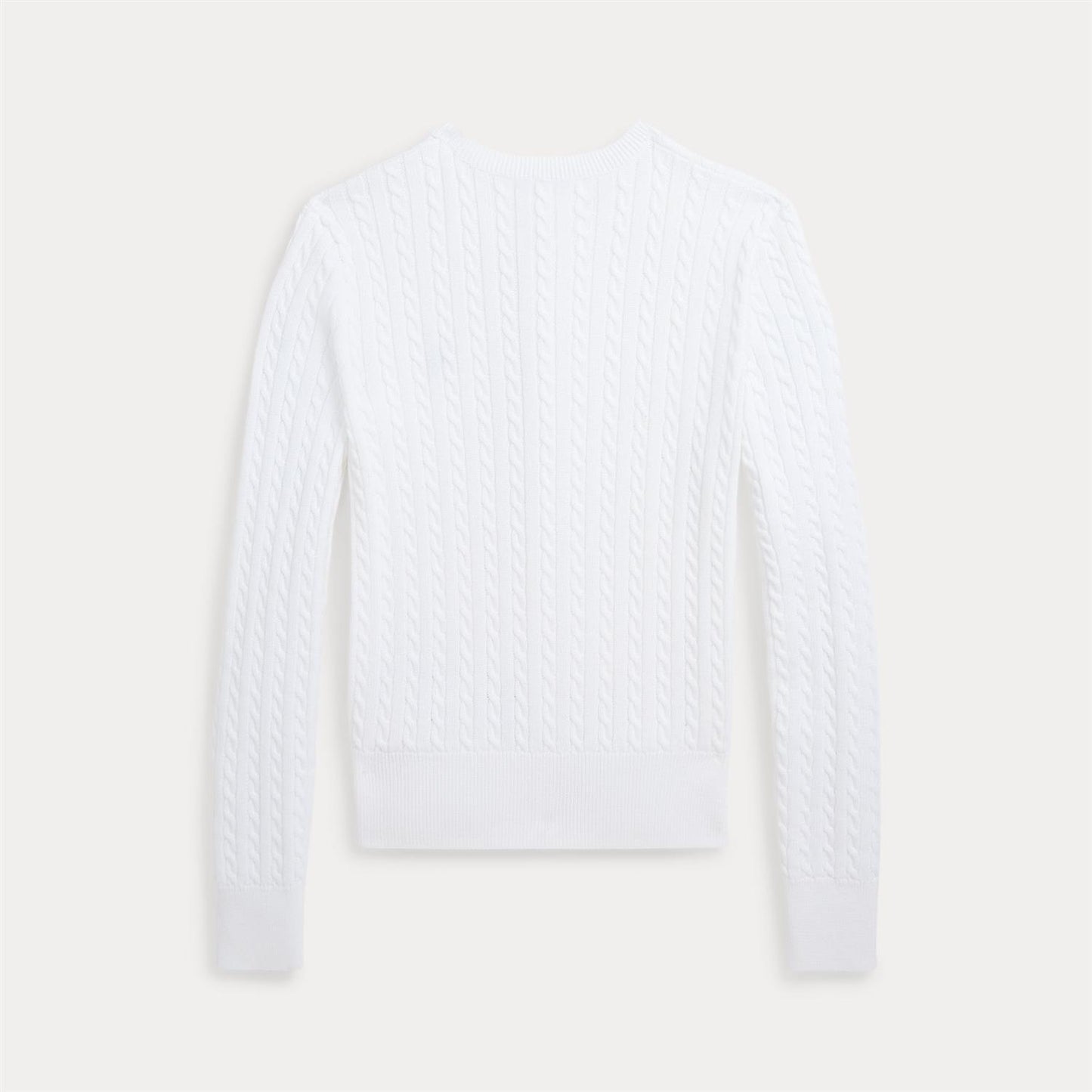 Polo Ralph Lauren hvit flettet cardigan med brodert blå hest på brystet