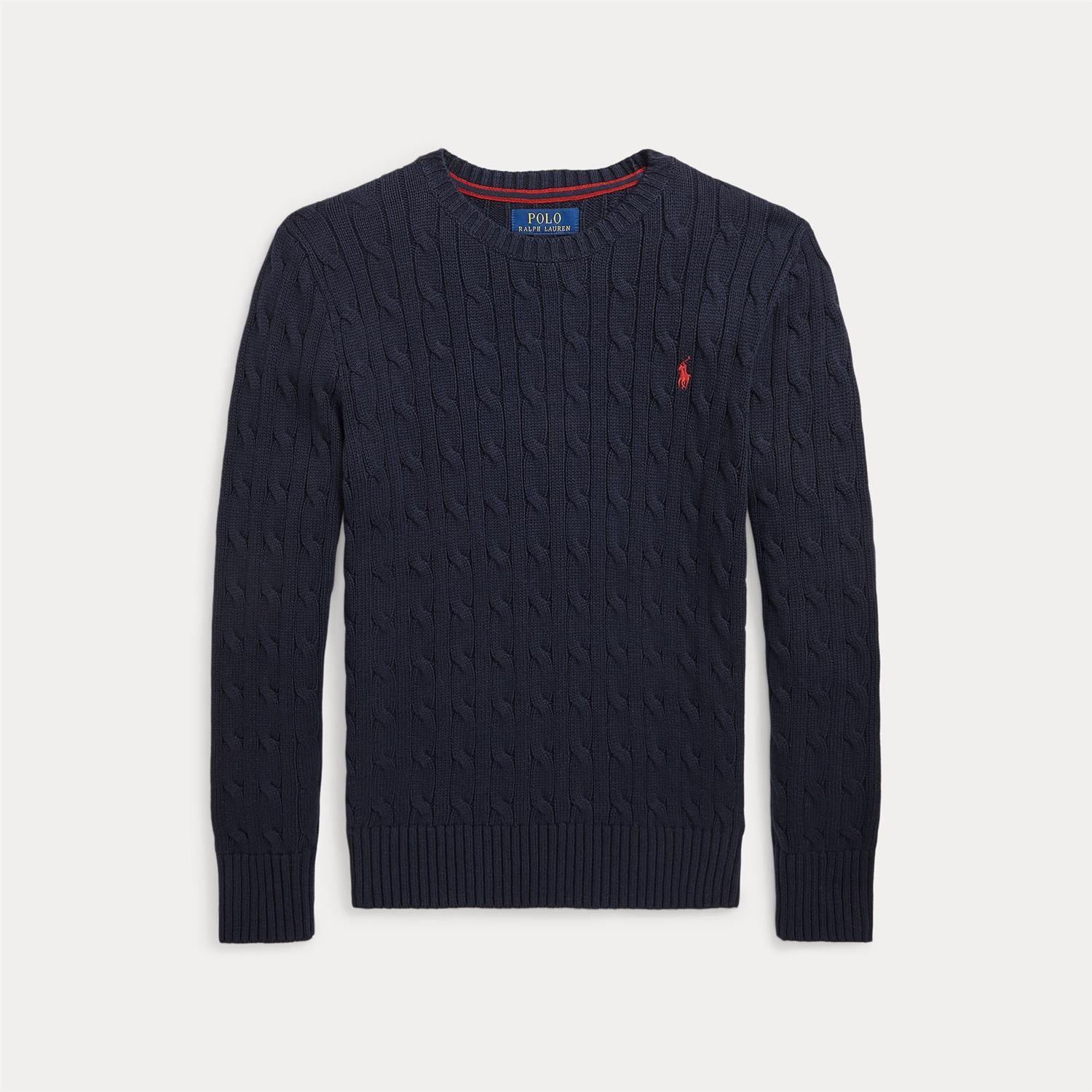 Polo Ralph Lauren mørkeblå flettet genser med logo til gutt 8–20 år