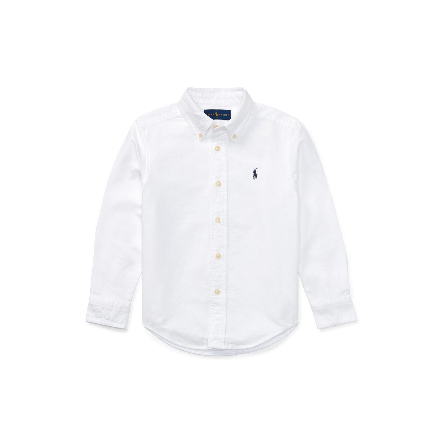Hvit Slim Fit penskjorte fra Polo Ralph Lauren med brodert hest – gutt