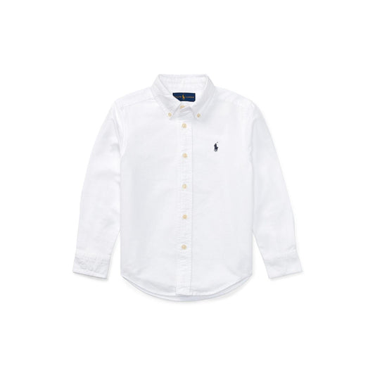 Hvit Slim Fit penskjorte fra Polo Ralph Lauren med brodert hest – gutt