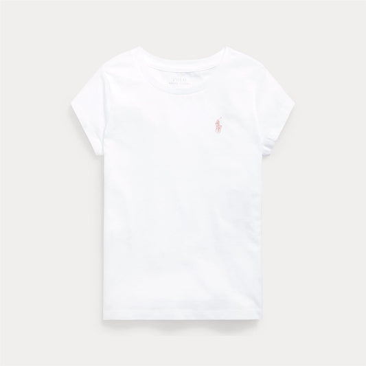 Polo Ralph Lauren hvit T-skjorte jente 7–16 år med hvit logo
