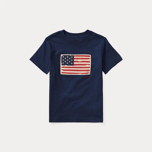 Marineblå t-skjorte med påsydd flagg fra Polo Ralph Lauren