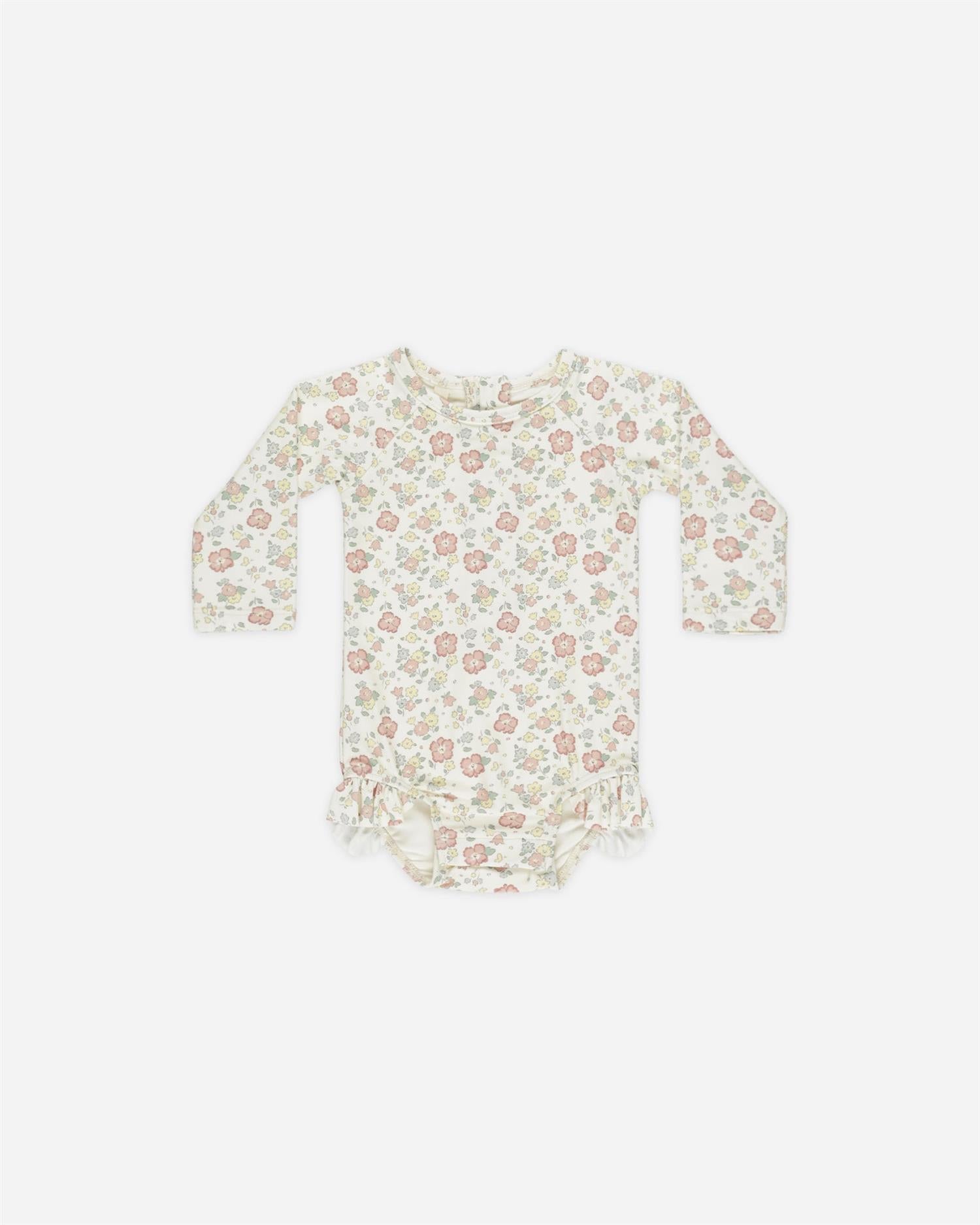 Soldrakt fra Quincy Mae i rosa med blomsterprint – Jente – 1–5 år