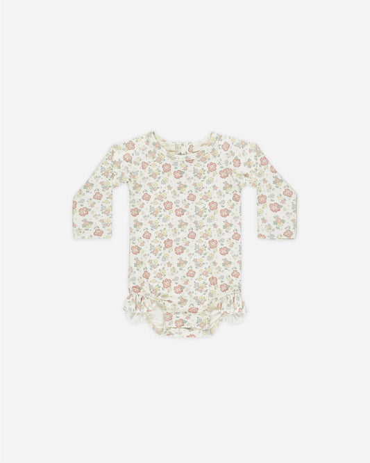 Soldrakt fra Quincy Mae i rosa med blomsterprint – Jente – 1–5 år