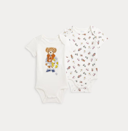 Ralph Lauren 2-pk body med kort erm og bamsemotiv – unisex