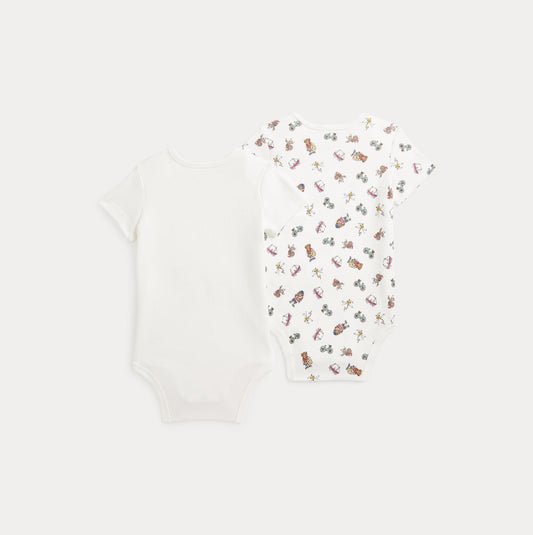 Ralph Lauren 2-pk body med kort erm og bamsemotiv – unisex