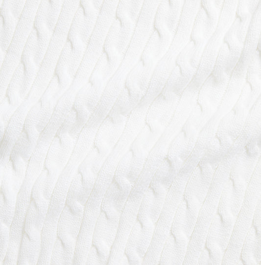 ralph lauren cable knit babyteppe i hvit bomull – unisex