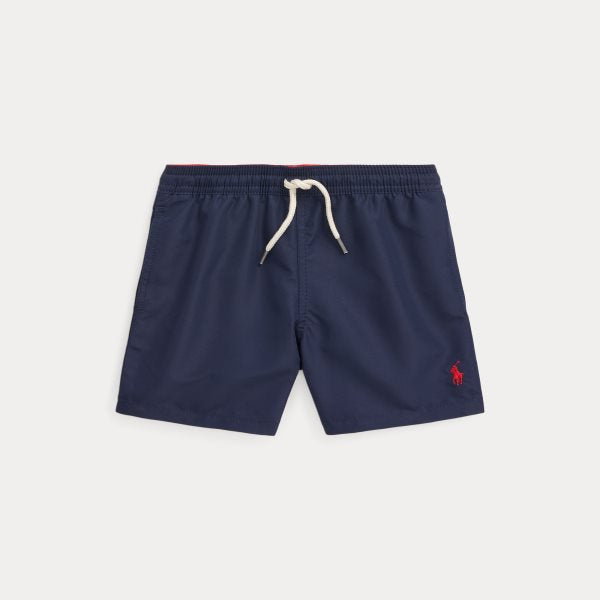 ralph lauren traveler badeshorts i mørk blå med rød logo – gutt