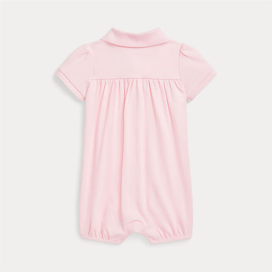 Rosa bubble shortall fra Ralph Lauren med krage og brodert hest, jente 3–18 mnd
