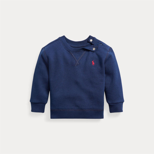 Ralph Lauren mørkeblå collegegenser med rød logo på brystet til gutt