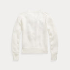 Hvit strikkegenser fra Ralph Lauren med amerikansk flagg – gutt