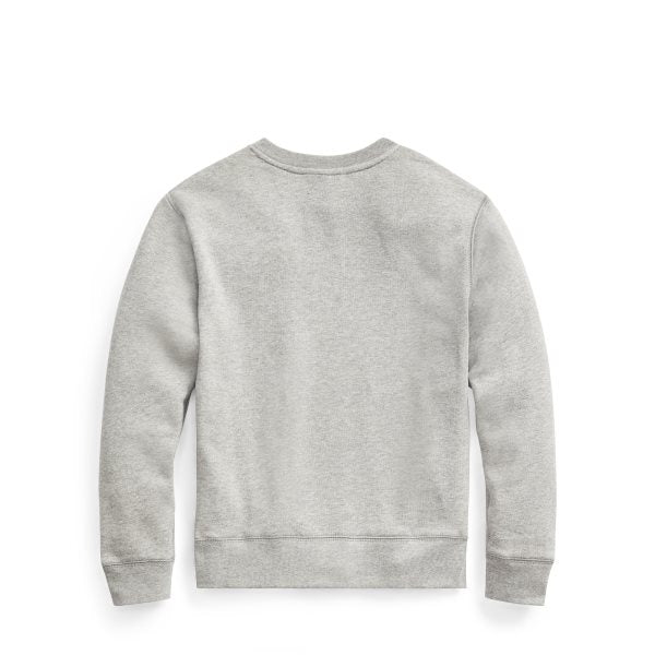 Grå fleecegenser fra Ralph Lauren med blå logo på brystet – gutt