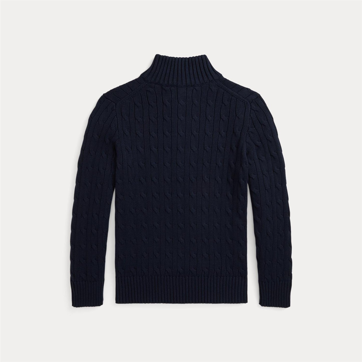 Half zip-genser med flettemønster fra Ralph Lauren – Marineblå – Gutt 8–20 år.