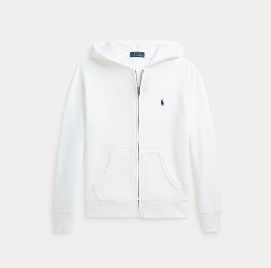 Ralph Lauren hvit hettejakke med blå hest – gutt 10–20 år
