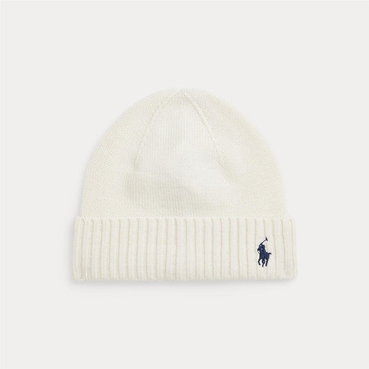 Offwhite merinolue fra Ralph Lauren med brodert grå logo – unisex