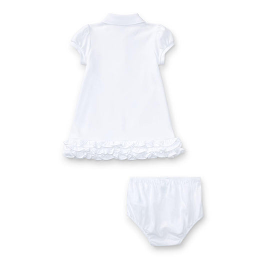 Ralph Lauren hvit polo-kjole med fargerike hester og truse – jente 9–24 mnd