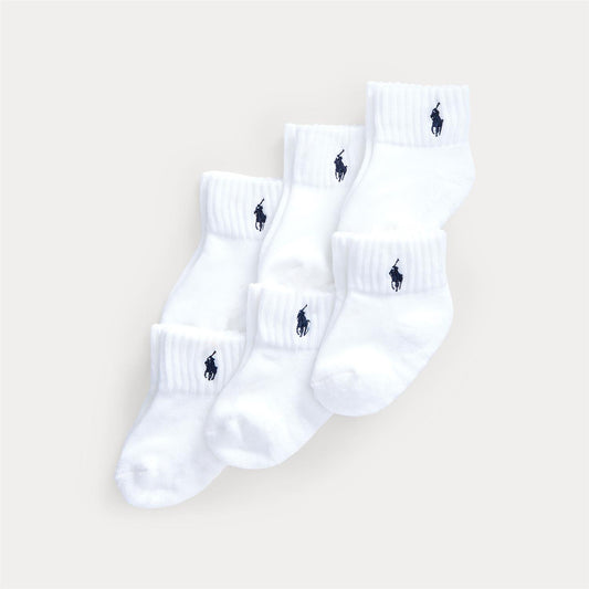 6-pk hvite ankelsokker fra Ralph Lauren med logo – til baby/unisex 0–2 år