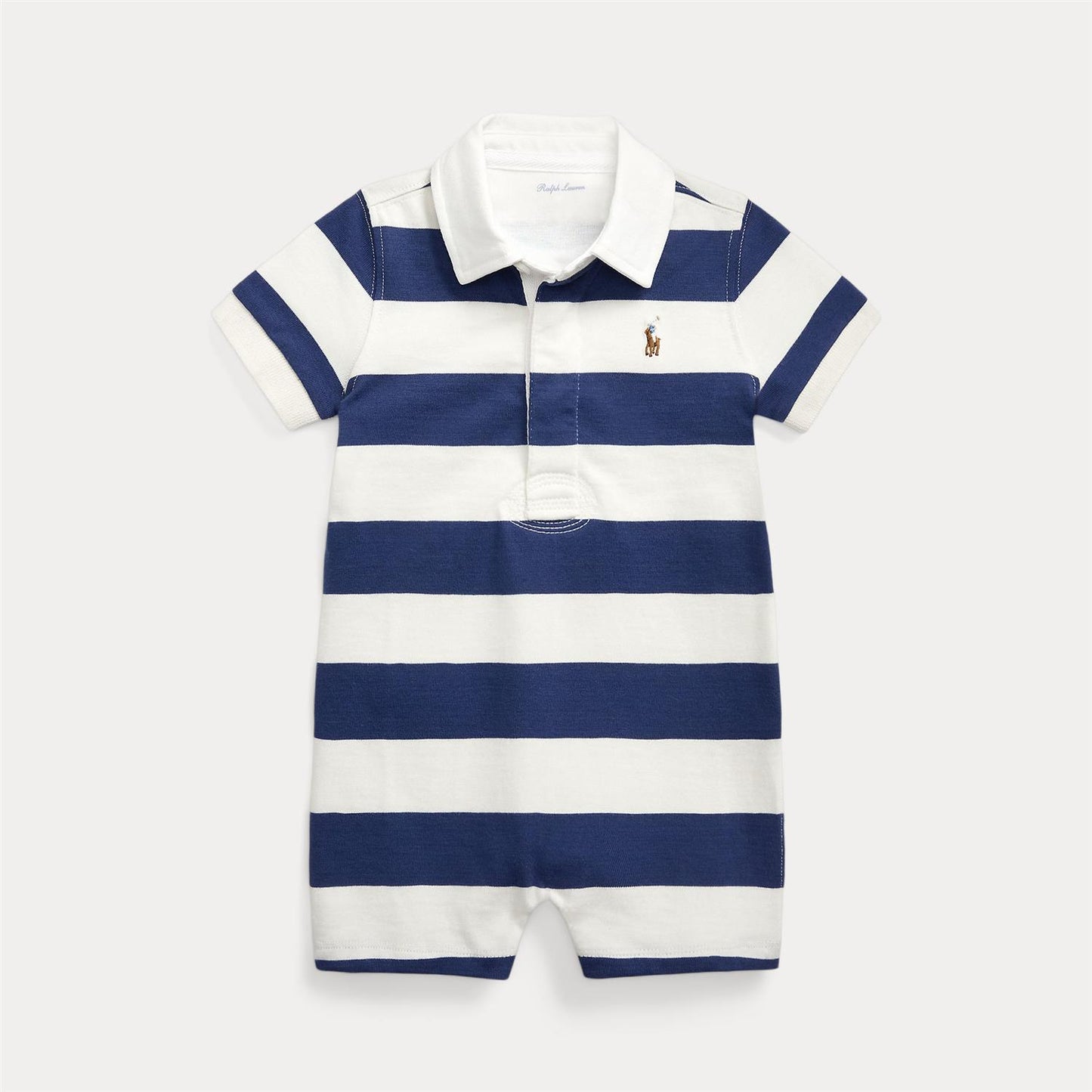 Ralph Lauren blå/hvit soldrakt med striper og brodert hest – Gutt