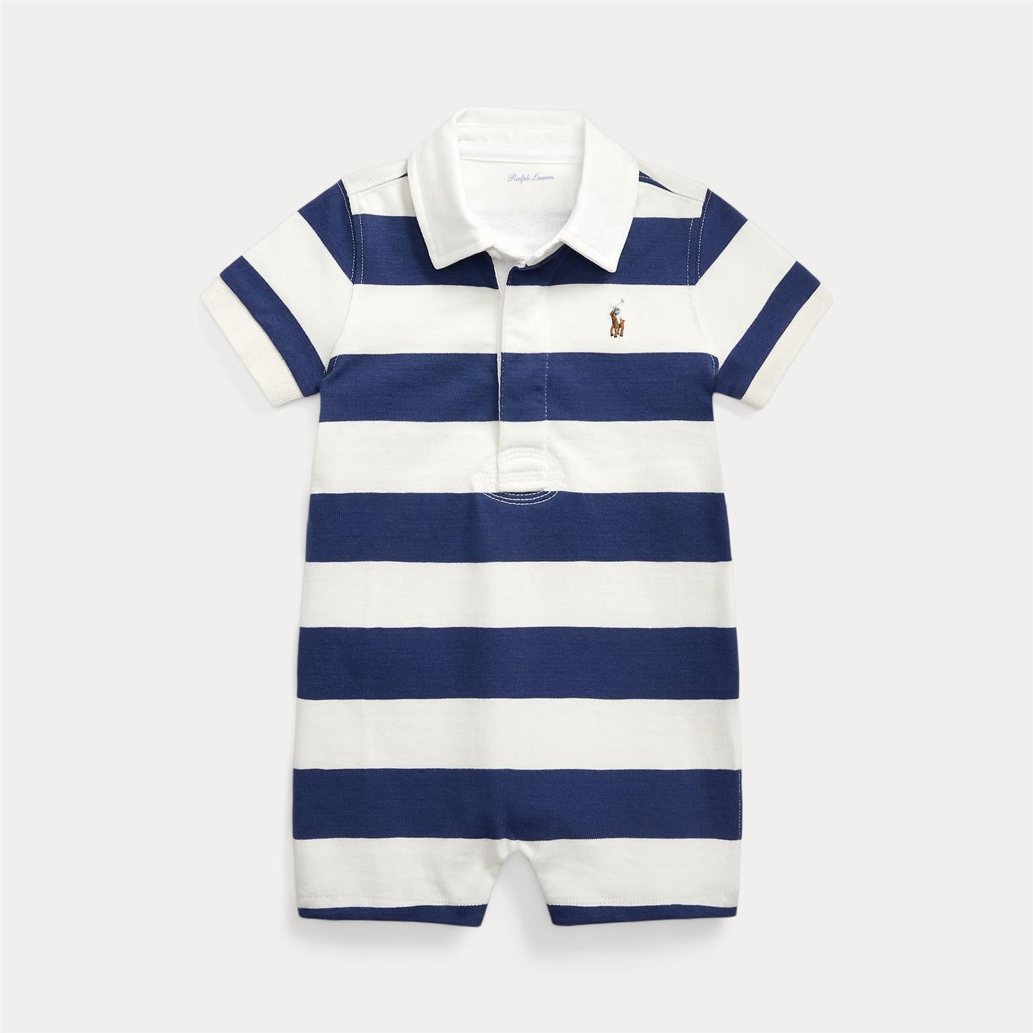 Ralph Lauren blå/hvit soldrakt med striper og brodert hest – Gutt