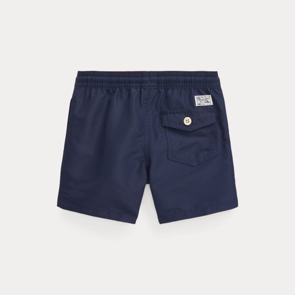 Mørkeblå Traveler badeshorts fra Ralph Lauren med rød logo – gutt