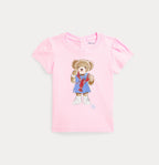 Ralph Lauren rosa t-skjorte med bamsemotiv – jente 1–2 år