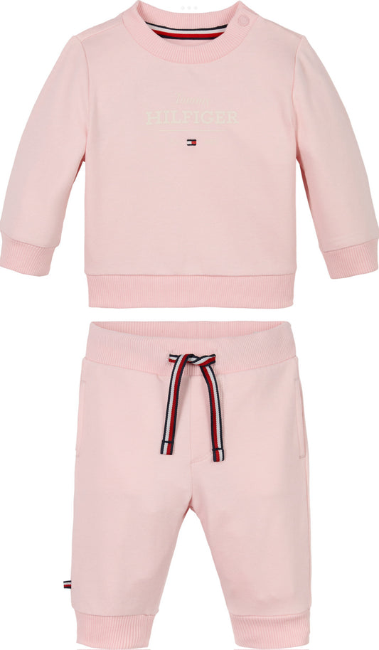 tommy hilfiger rosa joggesett med logo til jente