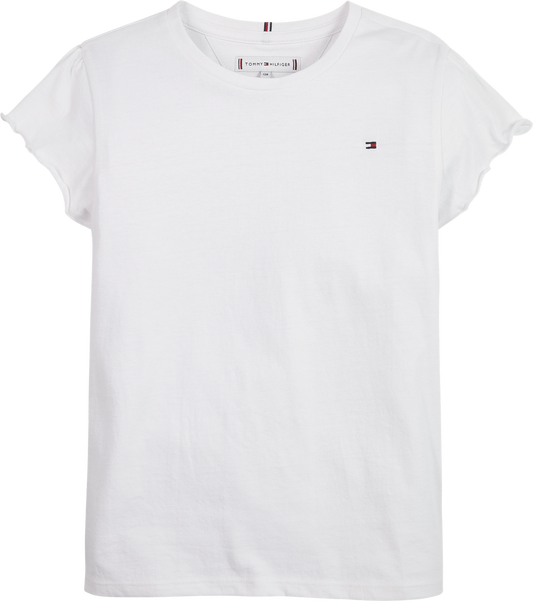 Tommy Hilfiger T-skjorte med rysjer – Hvit – Jente